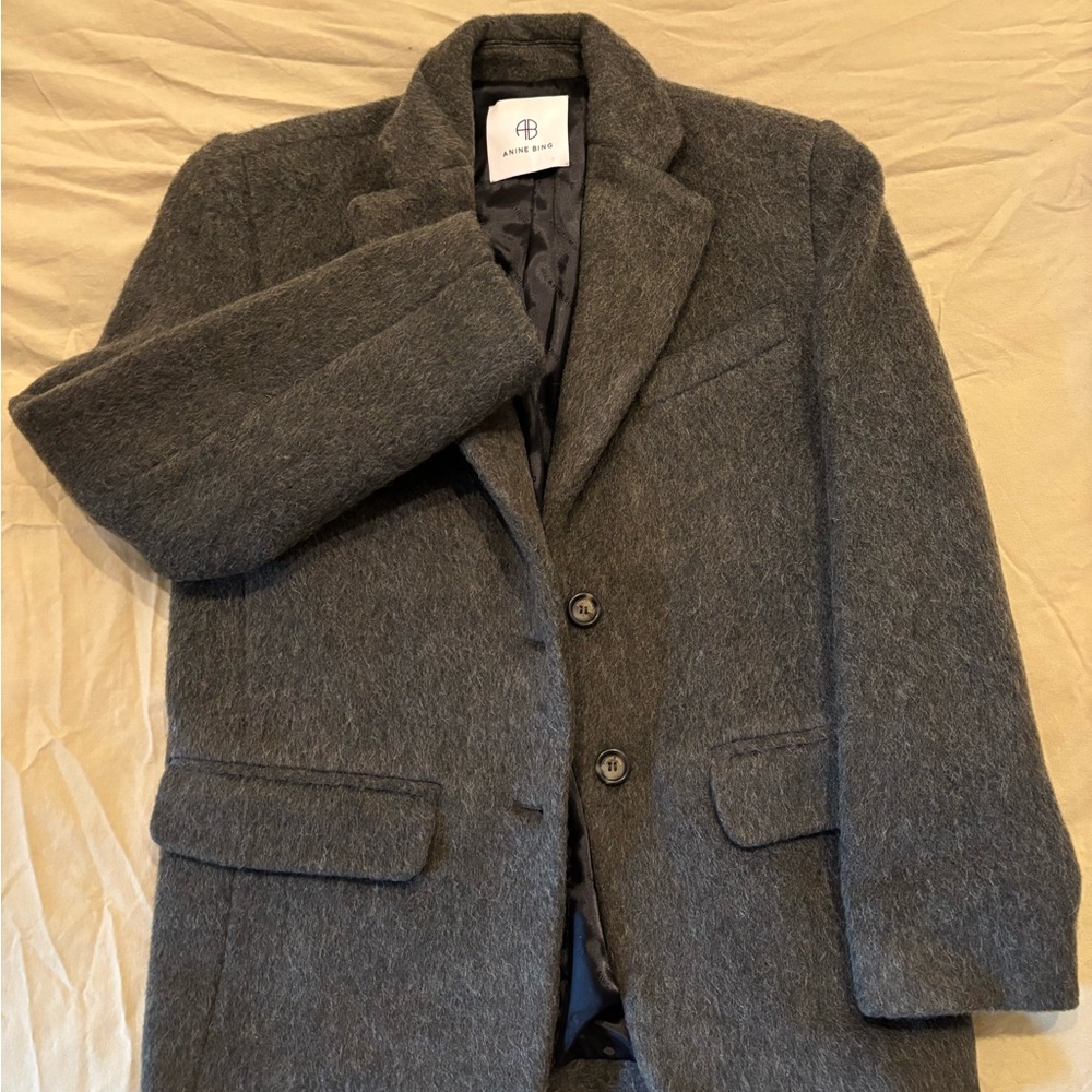 Anine Bing Quinn Blazer in Olive Wool